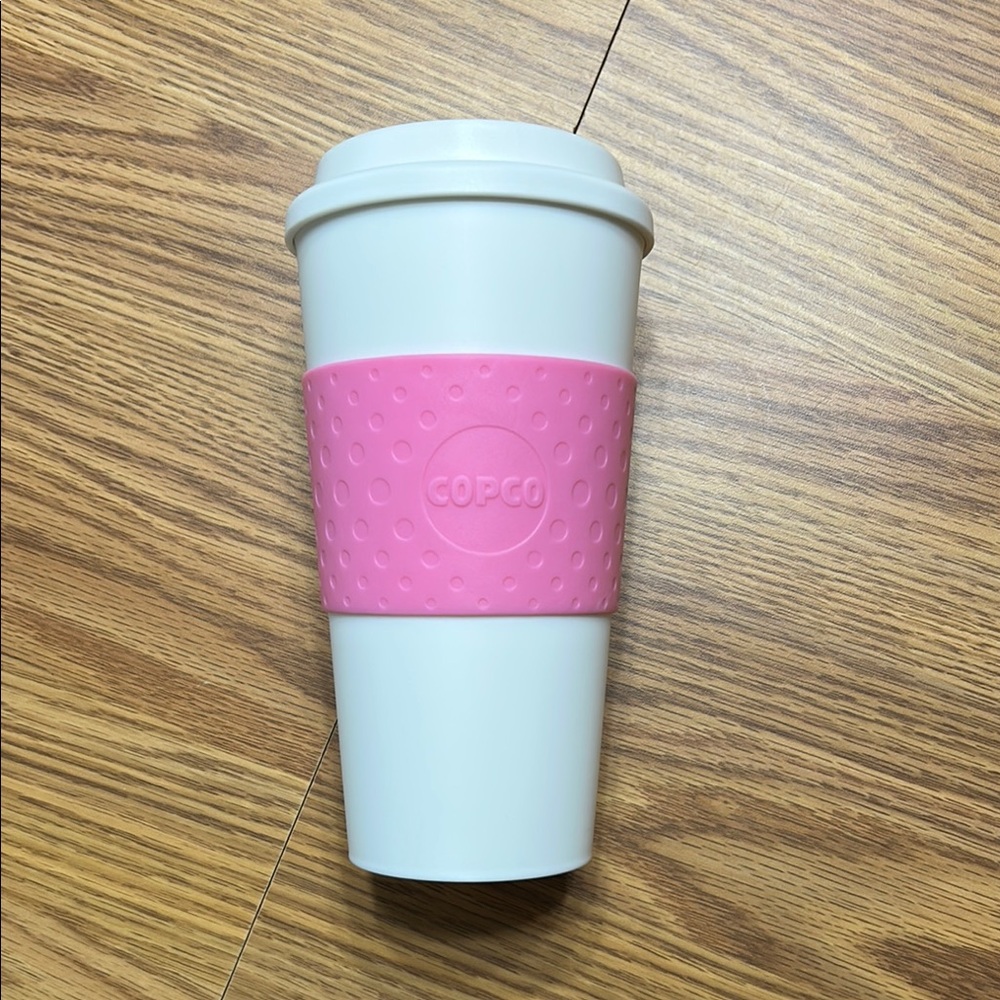 White and Pink Travel Mug